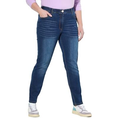 Ulla Popken Damesjeans, Mia Casual Pants, Denim Blauw, 45W / 32L Ulla Popken Damesjeans, Mia Casual Pants, Denim Blauw, 45W / 32L