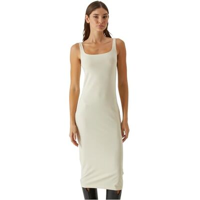 Urban Classics Basic lange katoenen jersey jurk voor dames, witzand., S Urban Classics Basic lange katoenen jersey jurk voor dames, witzand., S