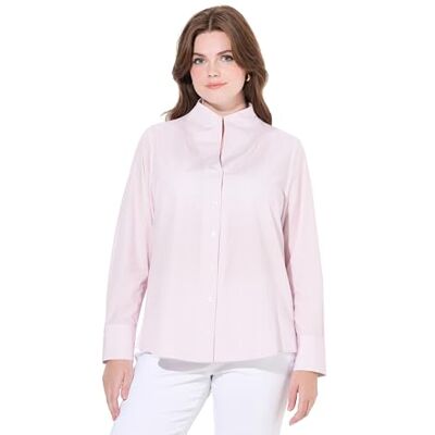 Ulla Popken Dames grote maten grote maten plus size blouse, strepen, kelkkraag, lange mouwen 823544, zacht roze, 58 Ulla Popken Dames grote maten grote maten plus size blouse, strepen, kelkkraag, lange mouwen 823544, zacht roze, 58