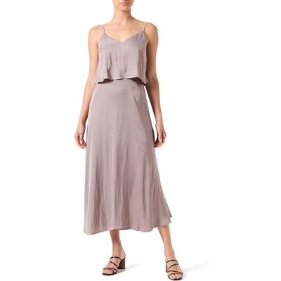 VILA Violina Strap Flounce Maxi Dress/Dc, Fungi, 40 VILA Violina Strap Flounce Maxi Dress/Dc, Fungi, 40