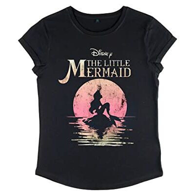 Disney The Little Mermaid Mermaid Moon Women's Organic Rolled Sleeve T-shirt dames T-Shirt Disney The Little Mermaid Mermaid Moon Women's Organic Rolled Sleeve T-shirt dames T-Shirt