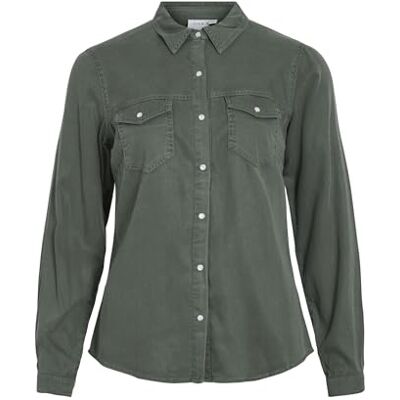 VILA Dames VIBISTA Denim Shirt/SU-NOOS Jeanshemd, Duck Green, S, Duck Green, S VILA Dames VIBISTA Denim Shirt/SU-NOOS Jeanshemd, Duck Green, S, Duck Green, S