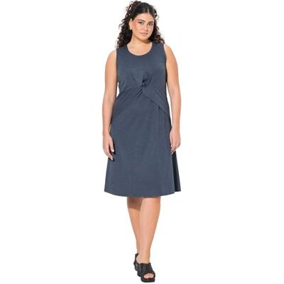 Ulla Popken Dames grote maten plus size jersey jurk met knoopdetail, marineblauw, 50-52 Ulla Popken Dames grote maten plus size jersey jurk met knoopdetail, marineblauw, 50-52