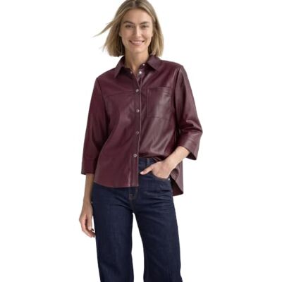 Street One Damesblouse met 3/4 mouwen in lederlook Rustiek rood 34 Street One Damesblouse met 3/4 mouwen in lederlook Rustiek rood 34
