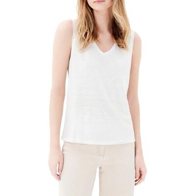 Caroll Nauwsluitend T-shirt met V-hals, 100% linnen, ECRU, M Caroll Nauwsluitend T-shirt met V-hals, 100% linnen, ECRU, M