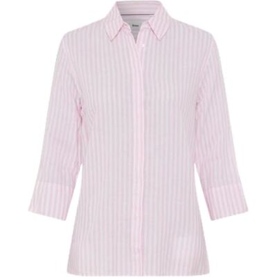 Brax Style Vicki gestreepte blouse van linnen met verborgen knoopsluiting, 48 Rose Quartz, 42 Brax Style Vicki gestreepte blouse van linnen met verborgen knoopsluiting, 48 Rose Quartz, 42