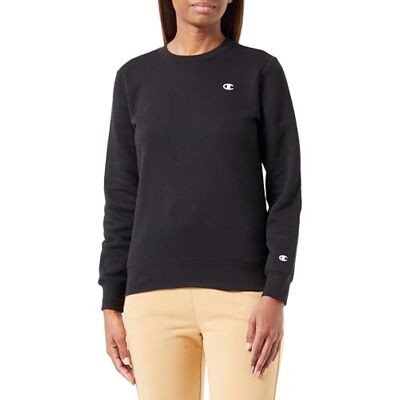 Champion Legacy Basics W-Light Powerblend Fleece Crewneck Sweatshirt voor dames, Zwart, M Champion Legacy Basics W-Light Powerblend Fleece Crewneck Sweatshirt voor dames, Zwart, M
