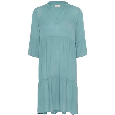 KAFFE Women's Dress V-notch Neck A-line Fit 3/4 Sleeves Knee Length Flared Tiers dames Jurk KAFFE Women's Dress V-notch Neck A-line Fit 3/4 Sleeves Knee Length Flared Tiers dames Jurk