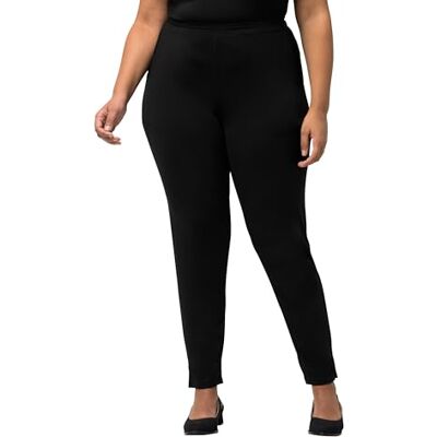 Ulla Popken Dames grote maten plus size broek, jersey, smalle pijpen, elastische band, tot maat 66/68 709798, zwart, 45W x 32L Ulla Popken Dames grote maten plus size broek, jersey, smalle pijpen, elastische band, tot maat 66/68 709798, zwart, 45W x 32L