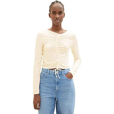 Tom Tailor Denim Dames T-shirt met lange mouwen 1035391, 10348 Gardenia White, XS Tom Tailor Denim Dames T-shirt met lange mouwen 1035391, 10348 Gardenia White, XS