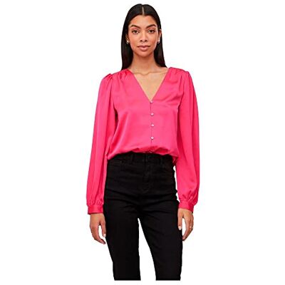 VILA Dames Viellette V-hals L/S Shirt/Su-Noos Blouse, roze yarrow, 42 VILA Dames Viellette V-hals L/S Shirt/Su-Noos Blouse, roze yarrow, 42