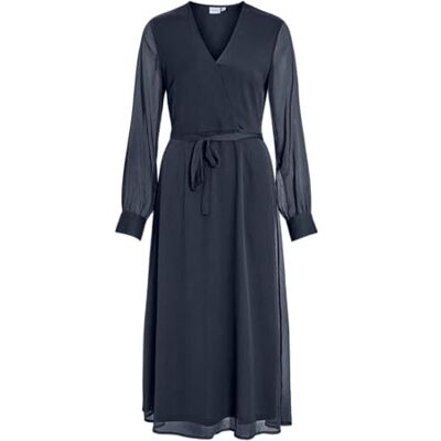 VILA Vifalia V-hals L/S Midi Dress Noos/Dc, navy blazer, 34 VILA Vifalia V-hals L/S Midi Dress Noos/Dc, navy blazer, 34
