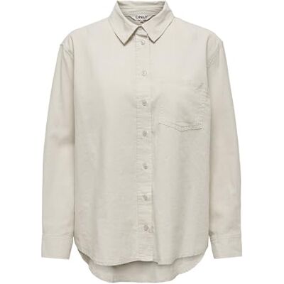 ONLY Dames Onltokyo L/S Linen Blend Shirt PNT Noos Shirt met lange mouwen, maanbeam, S ONLY Dames Onltokyo L/S Linen Blend Shirt PNT Noos Shirt met lange mouwen, maanbeam, S