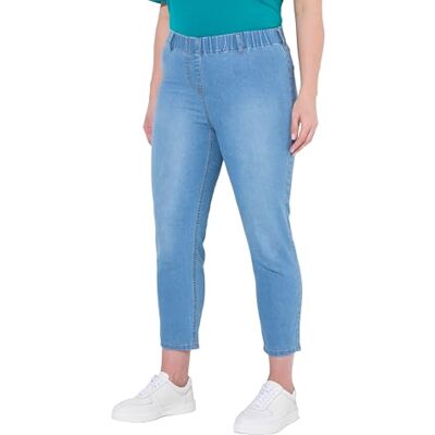 Ulla Popken Dames grote maten grote maten plus size 7/8-jeggings Sienna, elastische band, smalle pijpen 839959, lichtblauw, 38W / 32L Ulla Popken Dames grote maten grote maten plus size 7/8-jeggings Sienna, elastische band, smalle pijpen 839959, lichtblauw, 38W / 32L