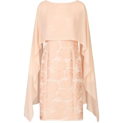 APART Fashion Apart jacquardjurk met chiffonstola met glanzende bloemen en bewerkte cape van chiffon, Rosé, 40 APART Fashion Apart jacquardjurk met chiffonstola met glanzende bloemen en bewerkte cape van chiffon, Rosé, 40