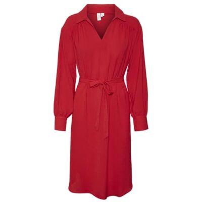 VERO MODA VMRYE L/S V-hals BLK Dress WVN BTQ GA, salsa, XL VERO MODA VMRYE L/S V-hals BLK Dress WVN BTQ GA, salsa, XL