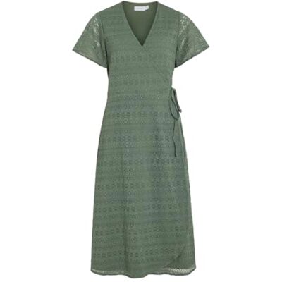VILA Vichikka S/S Midi Wrap Dress/Ka, Laurel Wreath, XS VILA Vichikka S/S Midi Wrap Dress/Ka, Laurel Wreath, XS
