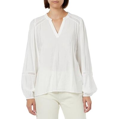 KAFFE Damesblouse V-hals Lange Mouwen Relaxed Fit Kant Lint Details dames Bloes KAFFE Damesblouse V-hals Lange Mouwen Relaxed Fit Kant Lint Details dames Bloes