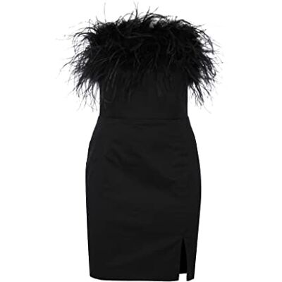 Swing Fashion Linet mini-jurk voor dames, elegante jurk, feestelijke jurk, feestjurk, avondjurk, bruiloftsjurk, baljurk, korte jurk, met natuurlijke veren, mouwloos, zwart, M Swing Fashion Linet mini-jurk voor dames, elegante jurk, feestelijke jurk, feestjurk, avondjurk, bruiloftsjurk, baljurk, korte jurk, met natuurlijke veren, mouwloos, zwart, M