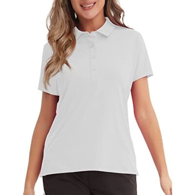 MEETYOO Poloshirt voor dames, Wit, L MEETYOO Poloshirt voor dames, Wit, L
