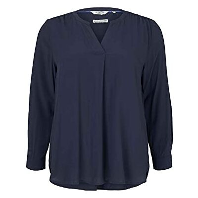 TOM TAILOR Plussize damesblouse met turn-up mouwen, 10668 Sky Captain Blue, 50 NL TOM TAILOR Plussize damesblouse met turn-up mouwen, 10668 Sky Captain Blue, 50 NL