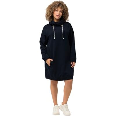Ulla Popken Dames grote maten fleece jurk met zakken, opstaande kraag en lange mouwen 825247, Marineblauw, 52/54 NL Ulla Popken Dames grote maten fleece jurk met zakken, opstaande kraag en lange mouwen 825247, Marineblauw, 52/54 NL