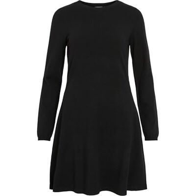 VILA Vicomfy A-Line O-hals gebreide jurk Noos, zwart, XS VILA Vicomfy A-Line O-hals gebreide jurk Noos, zwart, XS