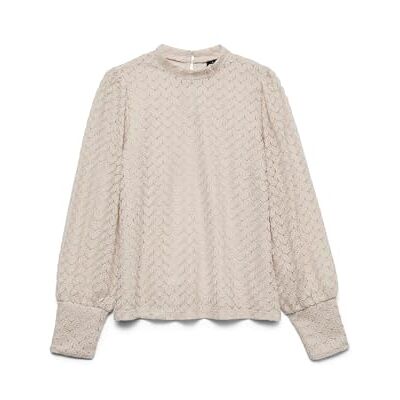 VERO MODA Vrouwelijke blouse VMBECCA Top, Pumice Stone, XS VERO MODA Vrouwelijke blouse VMBECCA Top, Pumice Stone, XS
