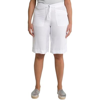 Ulla Popken Damesshorts, brede rechte pijpen, comfortabele tailleband, lyocell-broek, wit, 33W / 32L Ulla Popken Damesshorts, brede rechte pijpen, comfortabele tailleband, lyocell-broek, wit, 33W / 32L