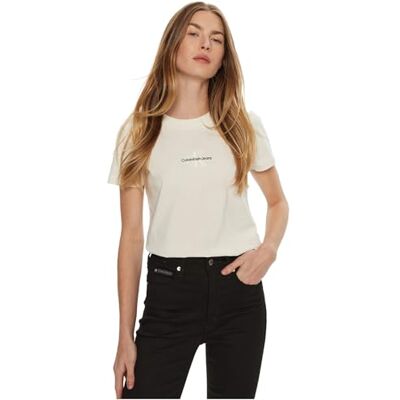 Calvin Jeans Dames MONOLOGO Slim TEE J20J223563, S/S T-shirt, wit, 3XL, Wit (Ivoor), 3XL grote maten Calvin Jeans Dames MONOLOGO Slim TEE J20J223563, S/S T-shirt, wit, 3XL, Wit (Ivoor), 3XL grote maten