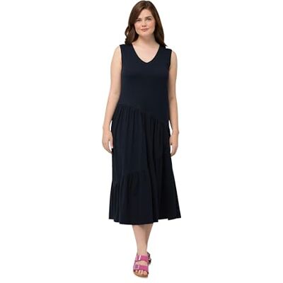 Ulla Popken , Damesjurk, grote maten, flared strap-jurk, marineblauw, 46/48 NL Ulla Popken , Damesjurk, grote maten, flared strap-jurk, marineblauw, 46/48 NL