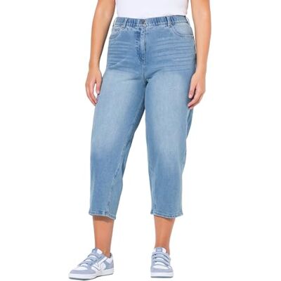 Ulla Popken Dames Mom, conische pijpen, comfortabele denim jeans, lichtblauw, 32W / 32L Ulla Popken Dames Mom, conische pijpen, comfortabele denim jeans, lichtblauw, 32W / 32L