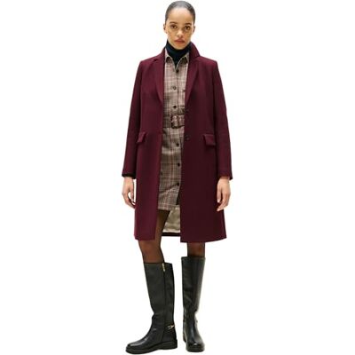 Tommy Hilfiger Classic SB Wool Reg Coat Ww0ww46547 jas met enkele knopen, rood (donkerbordeaux), 74 dames, Rood (donker bordeauxrood), 72 Tommy Hilfiger Classic SB Wool Reg Coat Ww0ww46547 jas met enkele knopen, rood (donkerbordeaux), 74 dames, Rood (donker bordeauxrood), 72