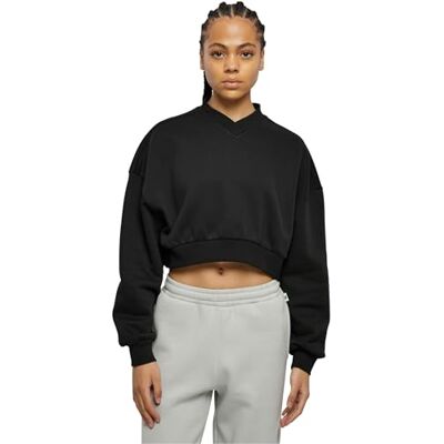 Urban Classics Ladies Cropped V-Neck Sweatshirts zwart L 80% katoen, 20% polyester Urban Fashion Urban Classics Ladies Cropped V-Neck Sweatshirts zwart L 80% katoen, 20% polyester Urban Fashion