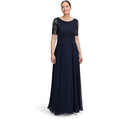 Vera Mont dames avondjurk met kant, blauw, 38 Vera Mont dames avondjurk met kant, blauw, 38