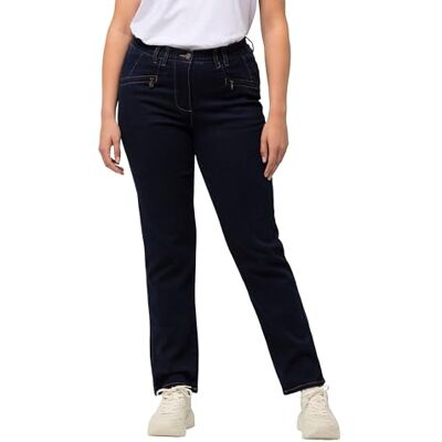 Ulla Popken Dames grote maten grote maten plus size jeans Mony, conische pijpen, stretch, ritszakken 827092, Rinsed Wash, 32W / 34L Ulla Popken Dames grote maten grote maten plus size jeans Mony, conische pijpen, stretch, ritszakken 827092, Rinsed Wash, 32W / 34L