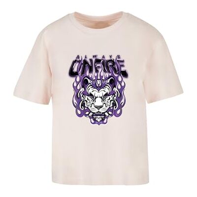 Dames T-shirt Always On Fire Tee, casual T-shirt met print op de voorkant, regular fit, katoen, maten XS 5XL, roze, XL Dames T-shirt Always On Fire Tee, casual T-shirt met print op de voorkant, regular fit, katoen, maten XS 5XL, roze, XL