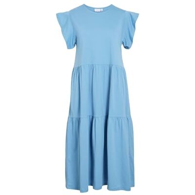 VILA Dames Visummer S/S Midi Dress-Noos, Blissful Blue, M VILA Dames Visummer S/S Midi Dress-Noos, Blissful Blue, M
