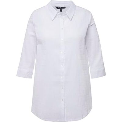Ulla Popken Dames grote maten grote maten plus size blouse, bubbelkwaliteit, hemdkraag, 3/4-mouw 797446, sneeuwwitje, 46-48 Ulla Popken Dames grote maten grote maten plus size blouse, bubbelkwaliteit, hemdkraag, 3/4-mouw 797446, sneeuwwitje, 46-48