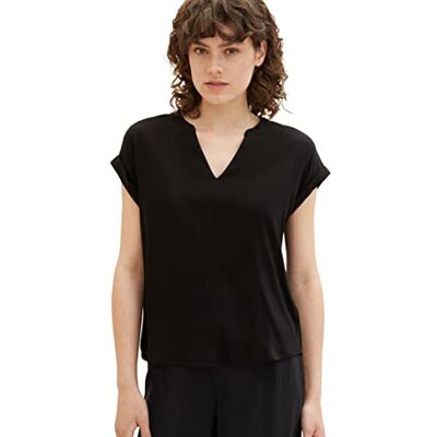TOM TAILOR Basic damesblouse, 14482 Deep Black, 34 TOM TAILOR Basic damesblouse, 14482 Deep Black, 34