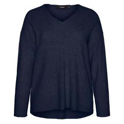 VERO MODA CURVE Vmccrewlefile Ls V-hals Blouse Cur Plus Size, navy blazer, XL VERO MODA CURVE Vmccrewlefile Ls V-hals Blouse Cur Plus Size, navy blazer, XL