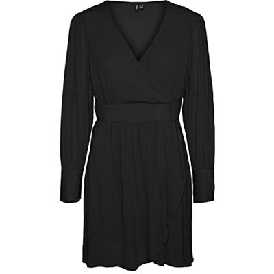VERO MODA Vmpolliana Ls Short Dress WVN jurk voor dames, zwart, S VERO MODA Vmpolliana Ls Short Dress WVN jurk voor dames, zwart, S