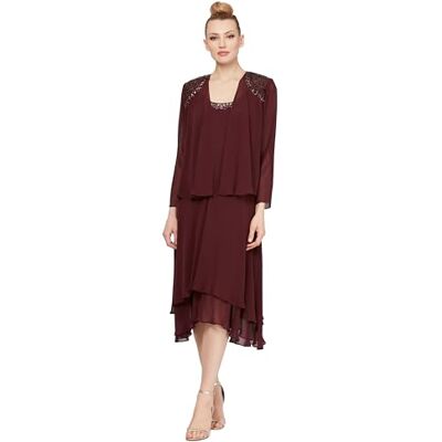 S.L. Fashions Dames verfraaide schouder en hals jas jurk speciale gelegenheid, Vijg, 42 S.L. Fashions Dames verfraaide schouder en hals jas jurk speciale gelegenheid, Vijg, 42