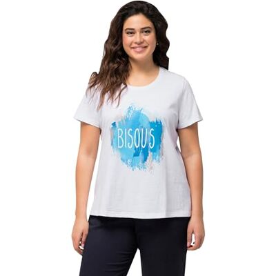 Ulla Popken T-shirt met print op de voorzijde in blauwe tinten, Classic 829290, sneeuwwit, 48/50 FR dames, Sneeuwwitje, 46/48 NL Ulla Popken T-shirt met print op de voorzijde in blauwe tinten, Classic 829290, sneeuwwit, 48/50 FR dames, Sneeuwwitje, 46/48 NL