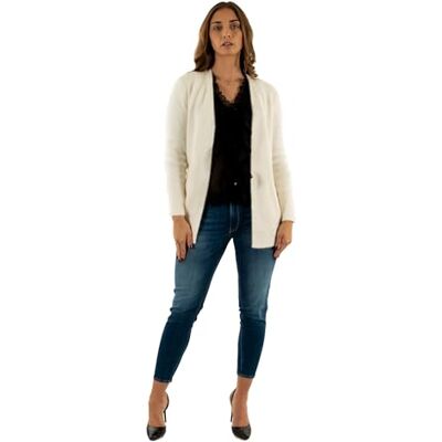 Morgan Lang donzig gebreid vest, Ivoor, XL Morgan Lang donzig gebreid vest, Ivoor, XL