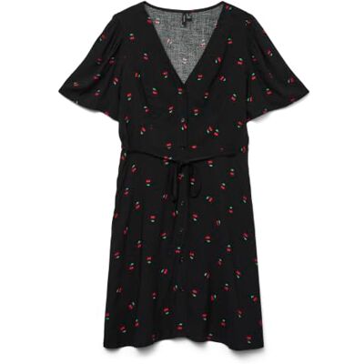 VERO MODA Dames viscose mini-jurk met korte mouwen VMAlba, Black Cherries, XL VERO MODA Dames viscose mini-jurk met korte mouwen VMAlba, Black Cherries, XL
