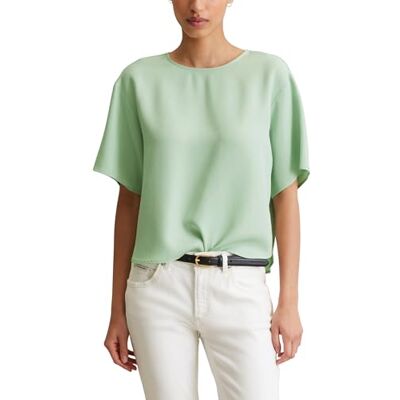 Marc O'Polo Marc OPolo Denim damesblouse met korte mouwen en ronde hals, cropped, 3887 kg, XL Marc O'Polo Marc OPolo Denim damesblouse met korte mouwen en ronde hals, cropped, 3887 kg, XL