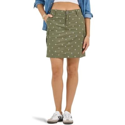 Lee Ultra Lux Comfort met Flex-to-go Cargo Skort voor dames, Print olijfgaard blok, 40 Lee Ultra Lux Comfort met Flex-to-go Cargo Skort voor dames, Print olijfgaard blok, 40