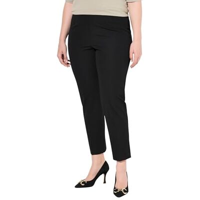 Ulla Popken 7/8-broek voor dames, smalle pijpen, elastische tailleband, zwart, 52 Ulla Popken 7/8-broek voor dames, smalle pijpen, elastische tailleband, zwart, 52