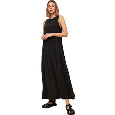 Trendyol Vrouwen Maxi Shift Regular Geweven Jurk, Zwart, 38 Trendyol Vrouwen Maxi Shift Regular Geweven Jurk, Zwart, 38